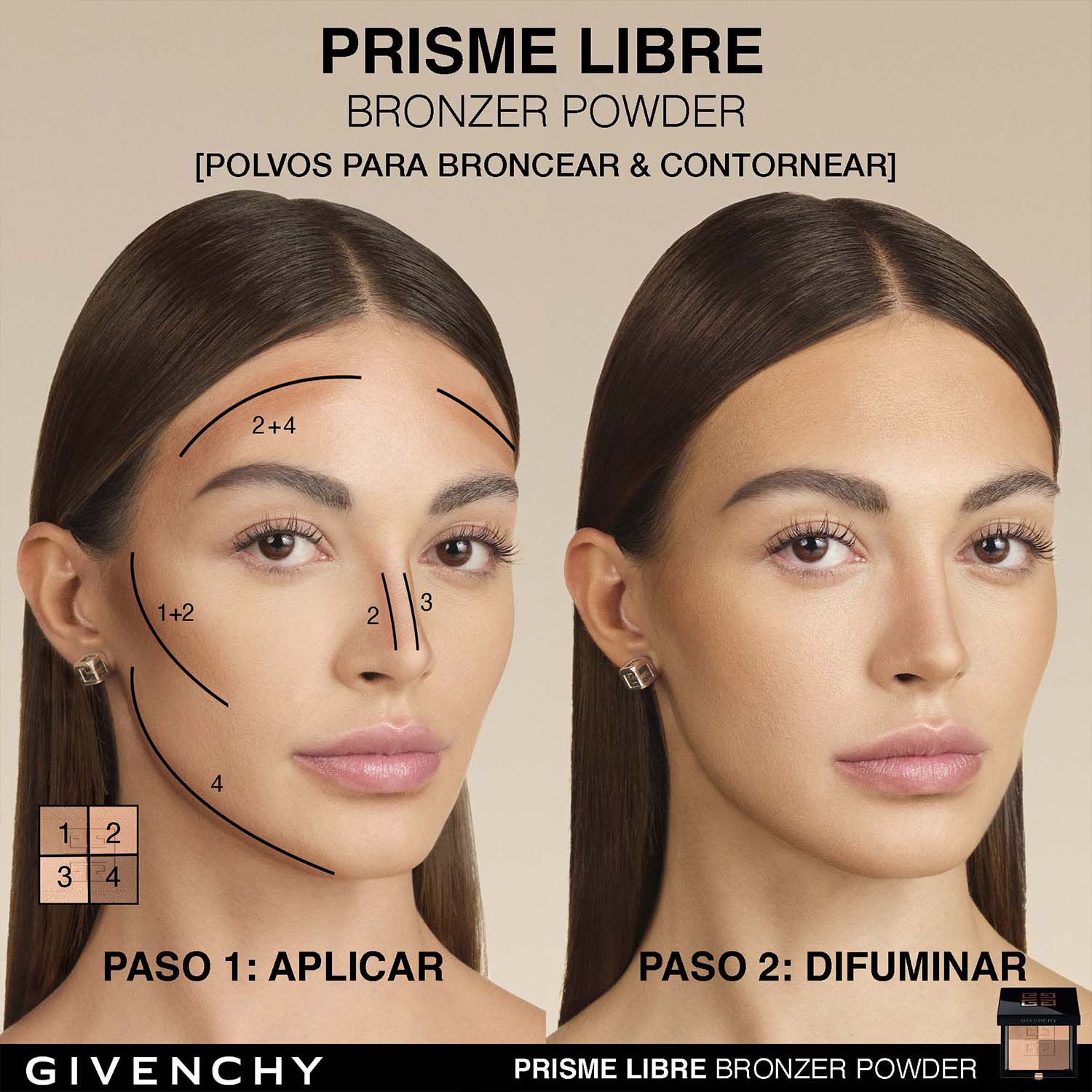 PRISME LIBRE BRONZER  POWDER 4 TONOS POLVO BRONCEADOR FIJADOR MATIFICANTE Y DIFUMINADOR (POLVO BRONCEADOR PARA ROSTRO)